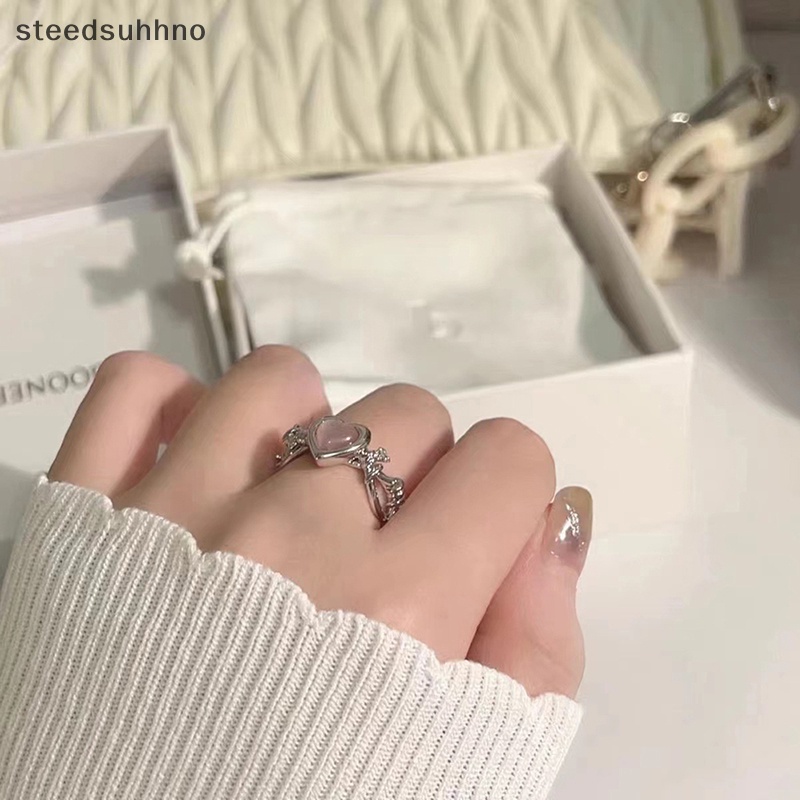 Nhẫn Hình Trái Tim Mắt Mèo Thời Trang Tinh Tế Có Thể Điều Chỉnh Cho Nữ hhno