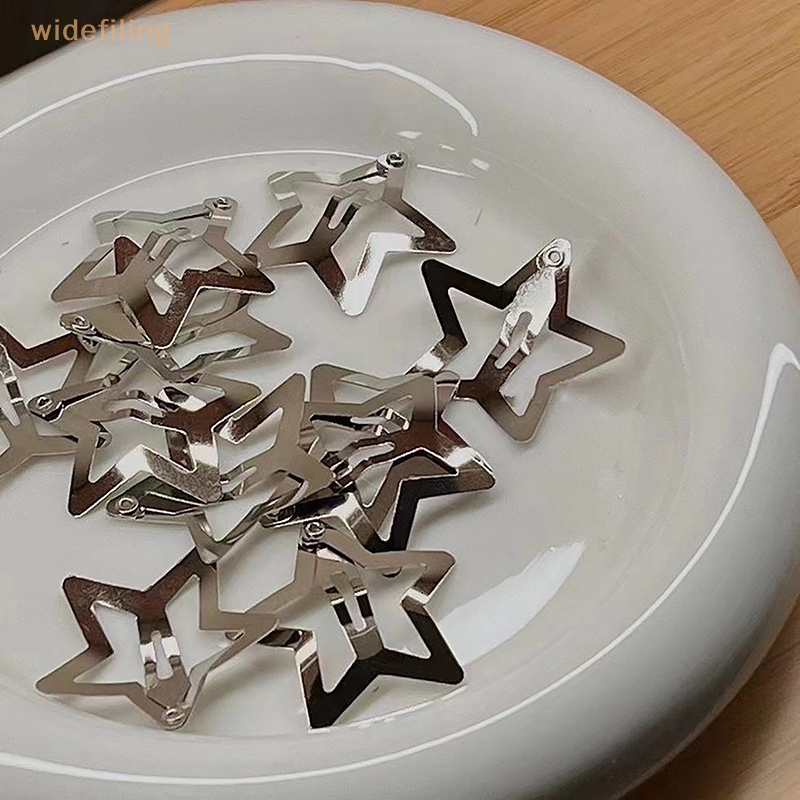 Bộ 5 Kẹp Tóc Kim Loại Hình Ngôi Sao Màu Bạc Thời Trang Cho Nữ