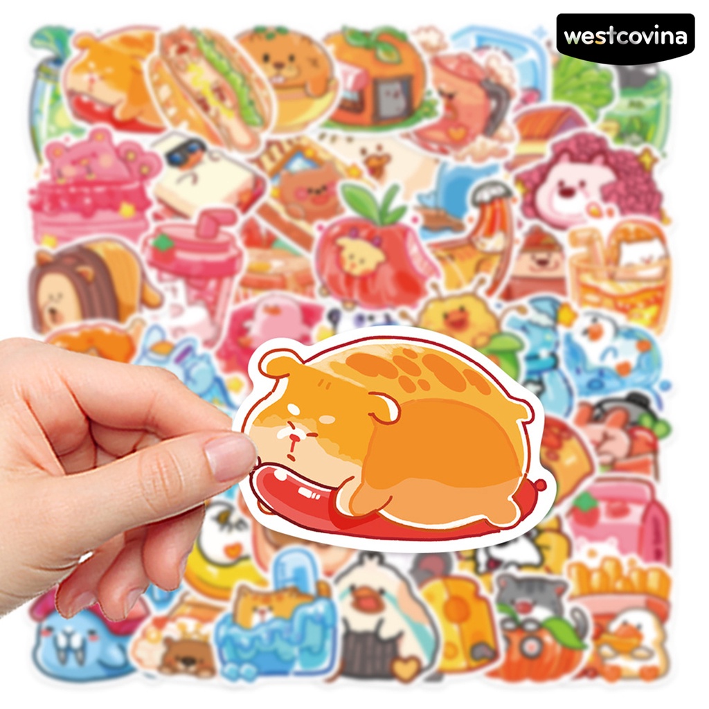 [WSTN]✎Set 50 Miếng Dán PVC Chống Nước Tự Dính Họa Tiết Hoạt Hình Dễ Thương Trang Trí Vali Ván Trượt Laptop