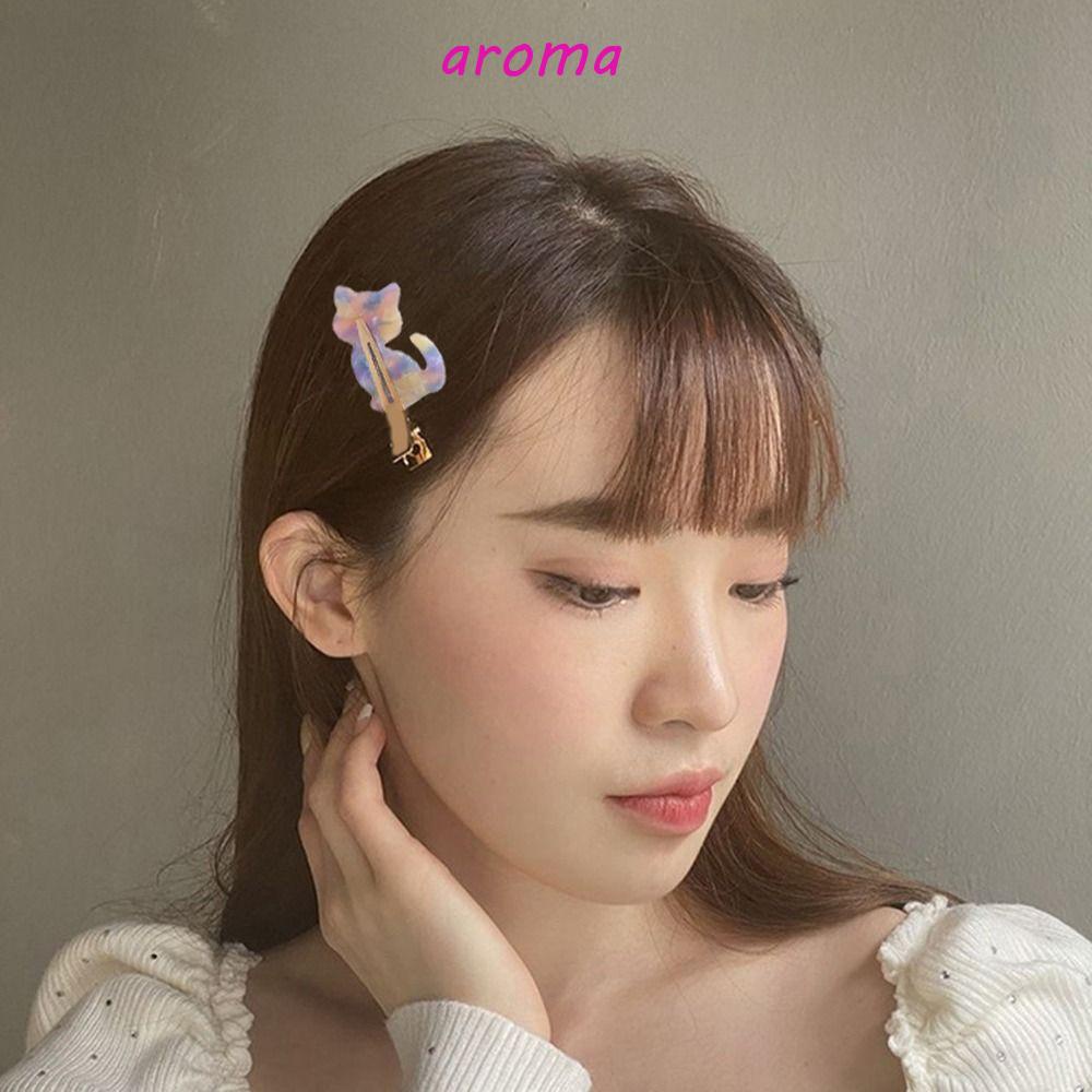 AROMA Kẹp Tóc Mỏ Vịt In Họa Tiết Da Báo Kiểu Hàn Quốc Dễ Thương Thời Trang Cho Bạn Gái