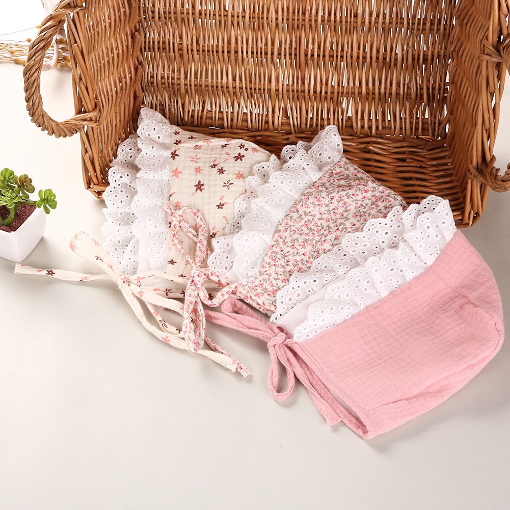 1 Nón Đội Cột Dây Bằng Vải Cotton Nguyên Chất Dành Cho Trẻ Sơ Sinh 0-12 Tháng Tuổi