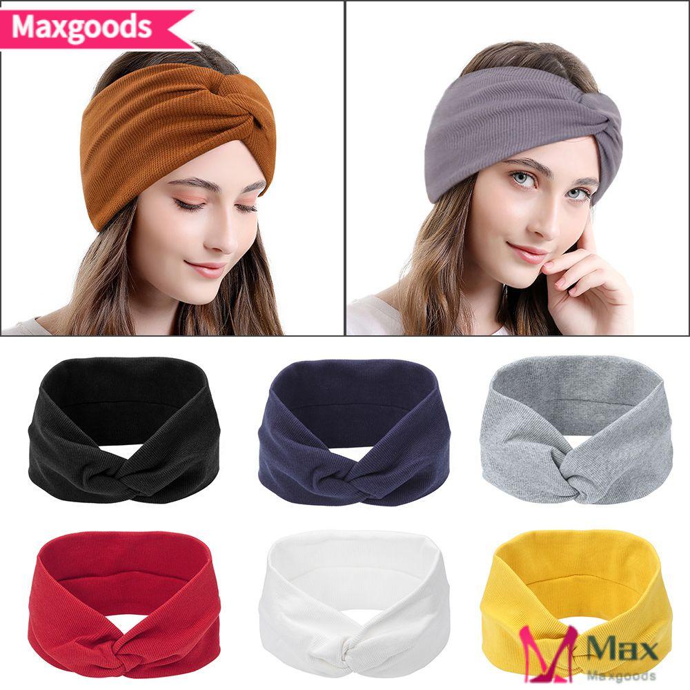 MAXG Băng Đô Vải Cotton Màu Trơn Thời Trang Cho Nữ