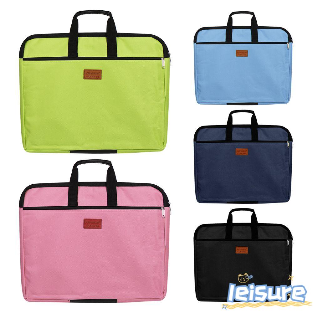 LEISURE Túi Xách Vải Canvas Cỡ A4 Có Khóa Kéo Siêu Bền Tiện Dụng