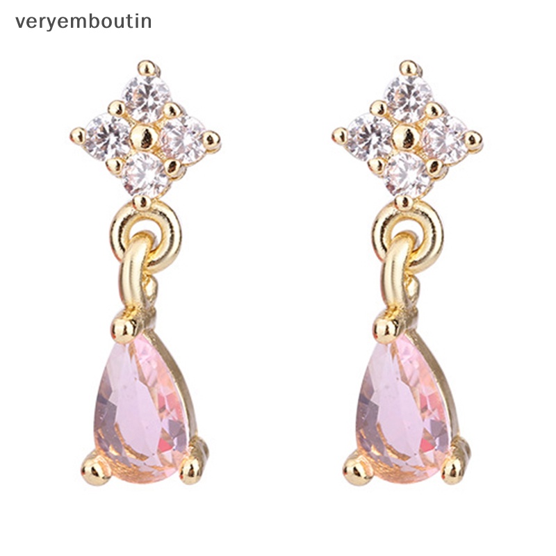 Khuyên Tai Tua Rua Ngắn Hình Giọt Nước Đính Đá Dễ Thương Phong Cách Hàn Quốc Cho Nữ