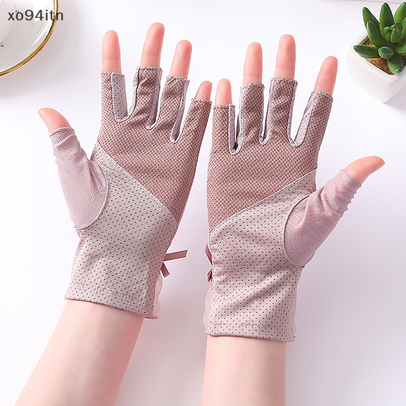 1 Cặp Găng Tay Đèn LED UV Lụa Lạnh Chống Bức Xạ Dùng Để Hong Khô Móng