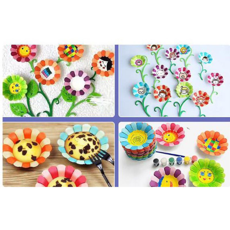 Set 10 đĩa giấy màu thủ công dành cho mầm non