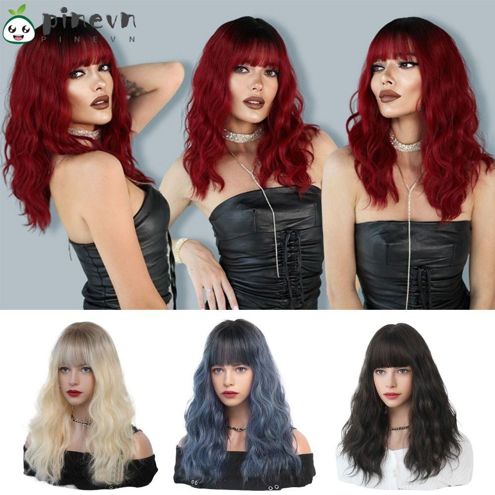 PINEVN Tóc Giả Nữ Gợn Sóng Làm Từ Sợi Tổng Hợp Chịu Nhiệt Cao