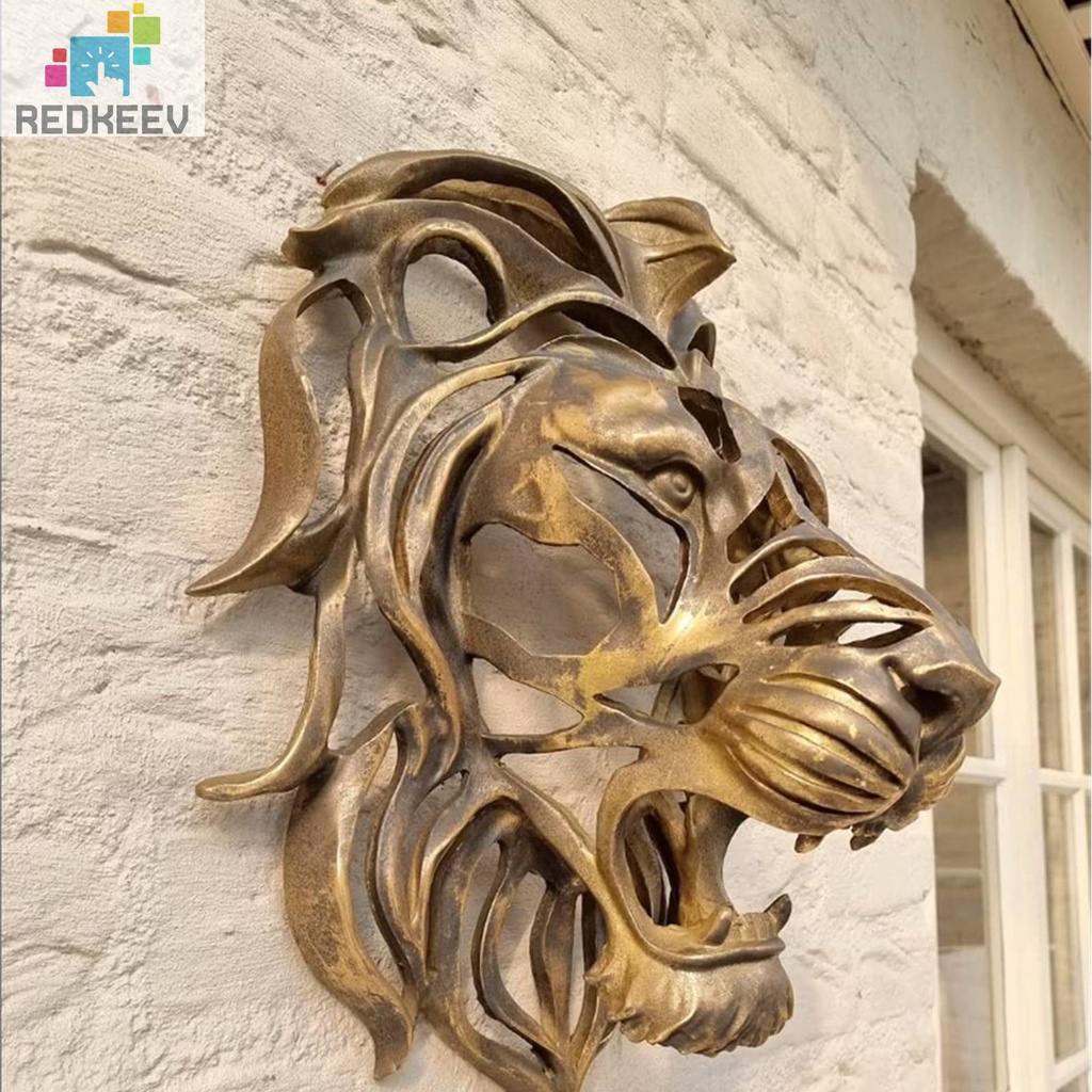 Mô Hình Đầu Sư Tử Điêu Khắc Treo Tường Trang Trí Nhà Cửa