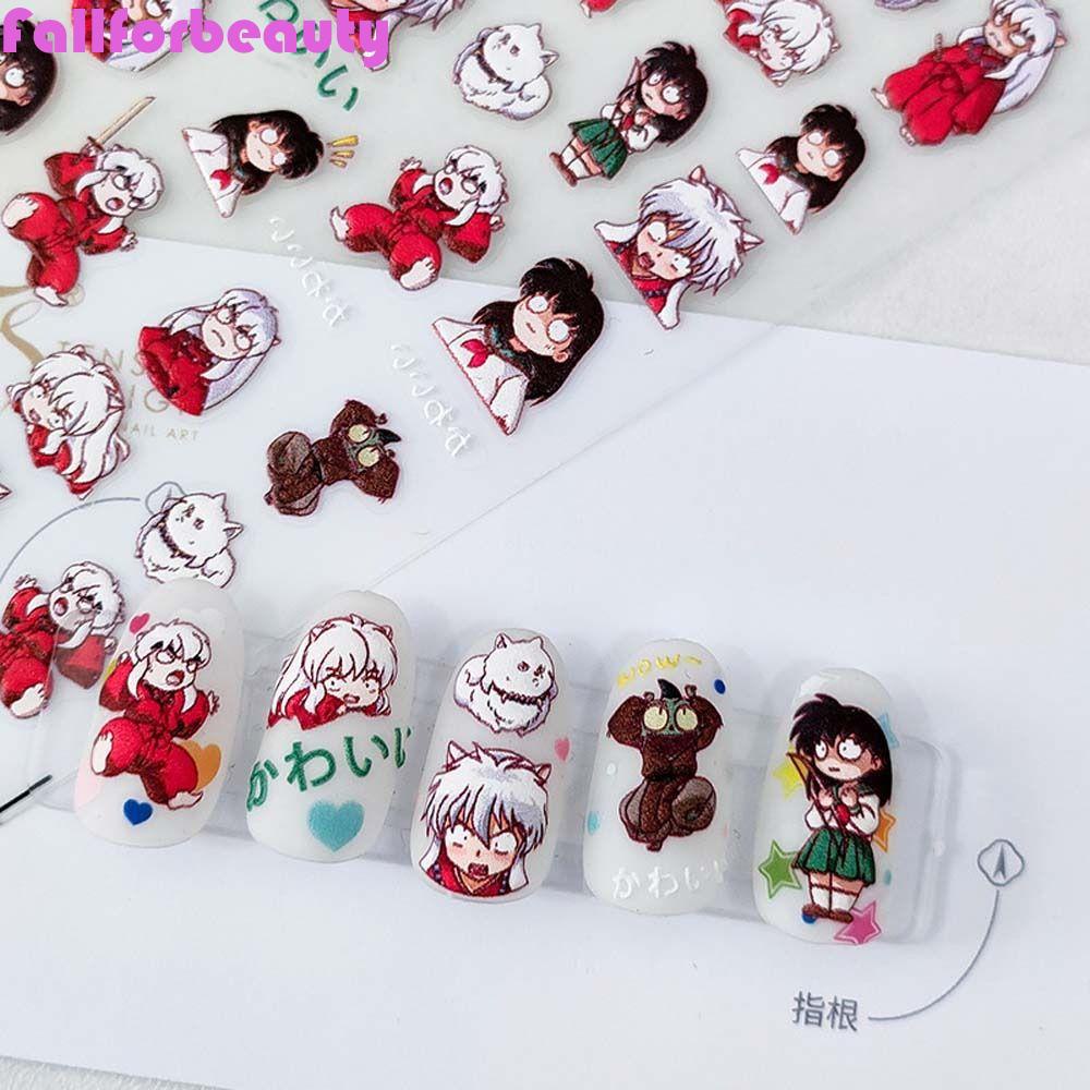 FALLFORBEAUTY Miếng Dán Trang Trí Móng Tay Hình Chú Heo Hoạt Hình Đáng Yêu Dành Cho Nữ