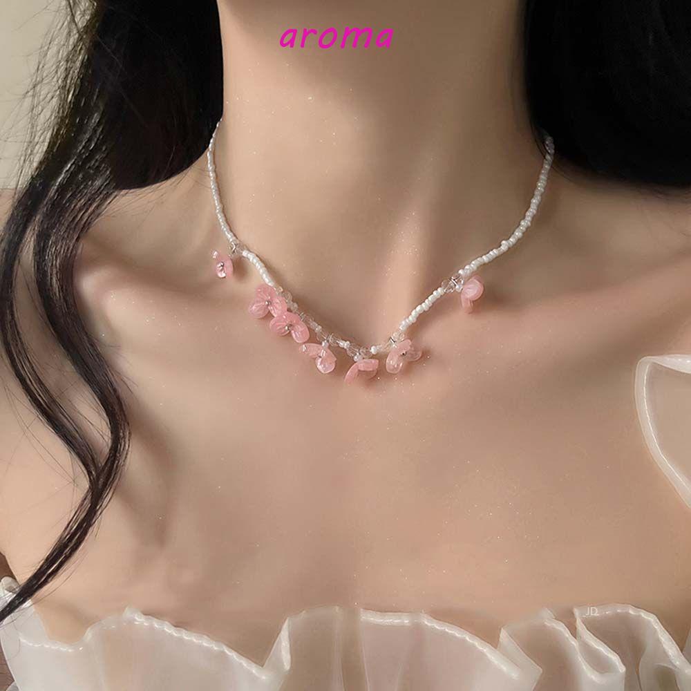AROMA Vòng cổ Hạt Mặt Hoa Phong Cách Bohemian Thời Trang Mùa Hè