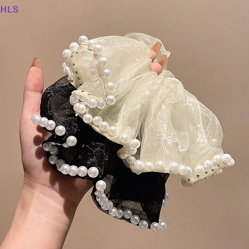 Dây Cột Tóc Lưới Đính Hạt Ngọc Trai Phong Cách Hàn Quốc Cho Nữ