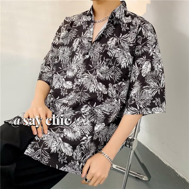 Áo Sơ Mi Nam Tay Ngắn In Họa Tiết retro Thời Trang Cao Cấp