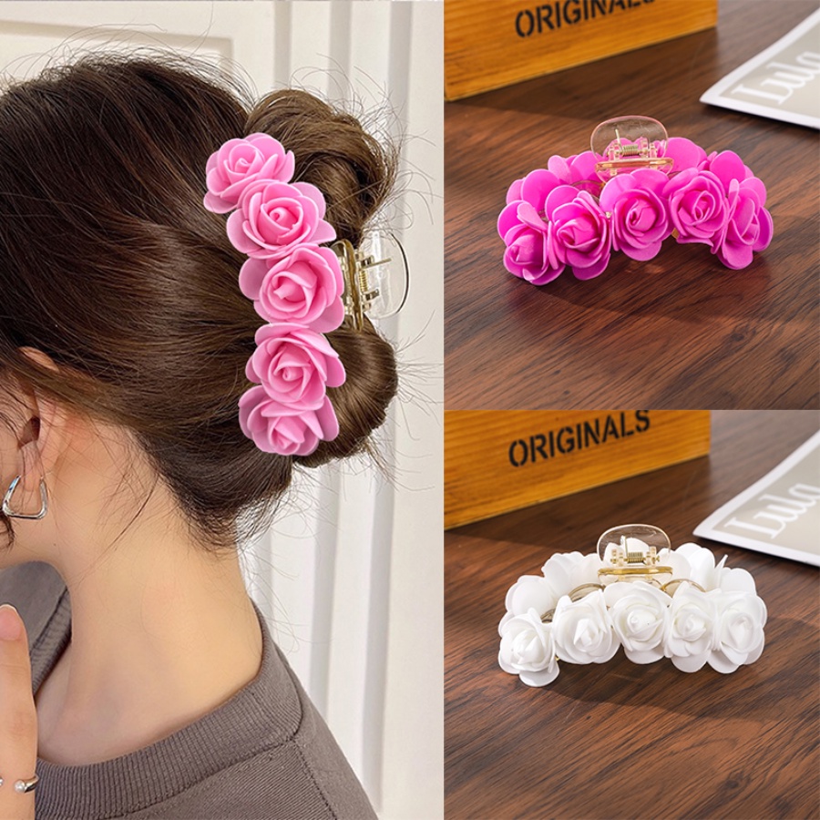 Kẹp Tóc Hoa Hồng Chất Liệu Acrylic Thời Trang Cho Nữ