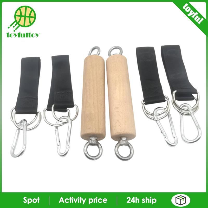 Tay Nắm Kéo Lên Dây Với Dây Đeo Bằng Gỗ Hỗ Trợ Luyện Tập Cánh Tay Cho Nam Nữ