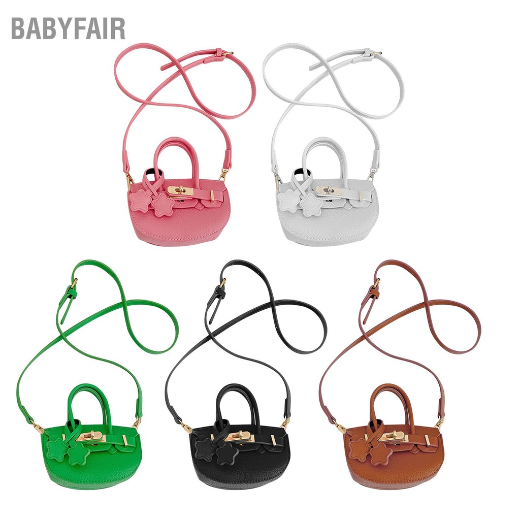 Babyfair Túi xách mini Messenger đeo vai bằng da PU có tay cầm trên cùng thời trang dễ thương