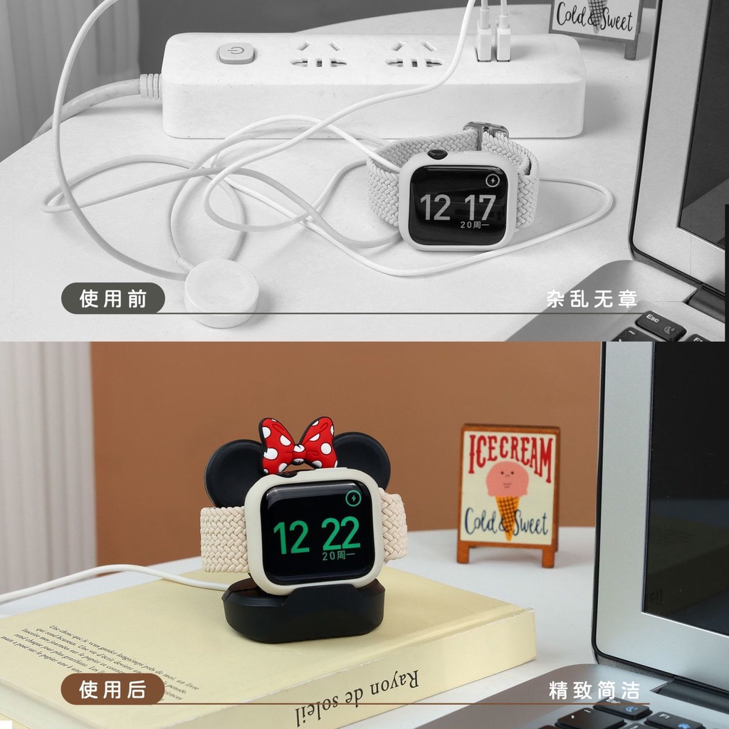 Đế Sạc Họa Tiết Hoạt Hình Dễ Thương Cho Apple Watch