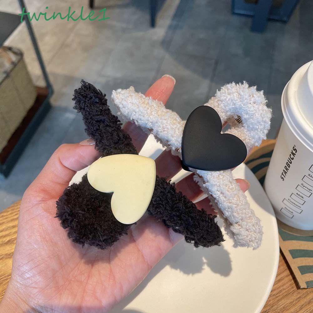 TWINKLE Kẹp TóC HìNh TráI Tim MàU Đen / Cà Phê BằNg Acrylic ThờI Trang Cho Nữ