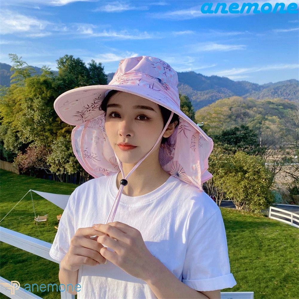 ANEMONE Mũ Chống Nắng Mùa Hè Vành Rộng Kèm Mặt Nạ Bảo Vệ Chống Tia UV Có Thể Điều Chỉnh