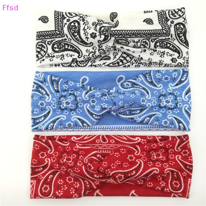 Băng Đô Bandana Bằng Cotton Rửa Mặt / Trang Điểm Làm Đẹp {Ffsd} Băng Đô Co Giãn In Họa Tiết Đan Chéo Thể Thao {Ffsd} Làm Đẹp