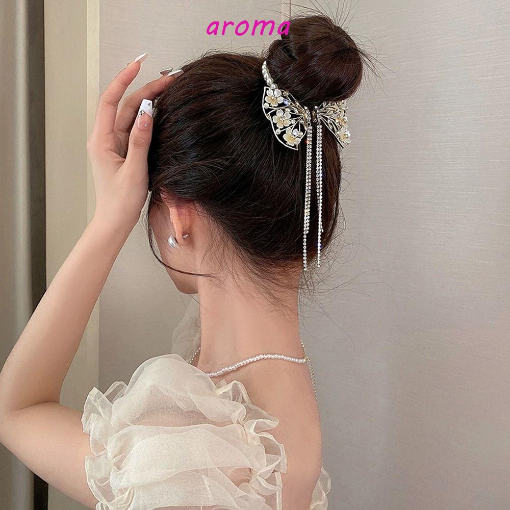 AROMA Kẹp Tóc Hình Nơ Phối Tua Rua Ngọt Ngào Cho Bé Gái