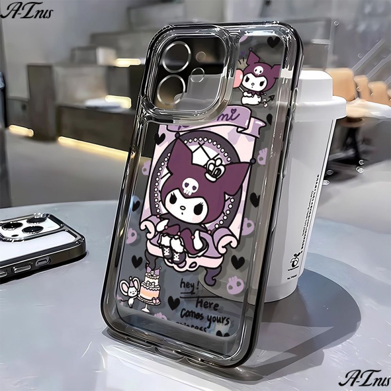 Ốp Điện Thoại Dẻo Màu Tối In Họa Tiết Kuromi Niche V1BU Chống Bụi Bẩn Cho Iphone11 12Promax 7 8p13