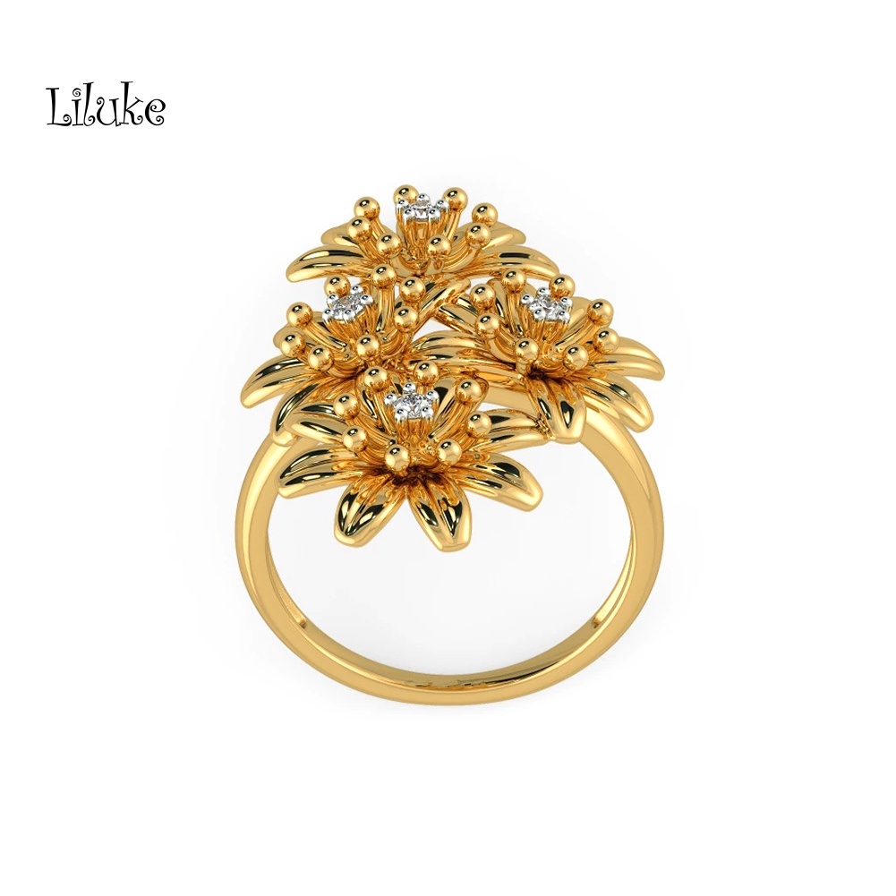 Nhẫn Mạ Bạc Trang Trí Hoa Đính Đá Thời Trang Cho Nữ