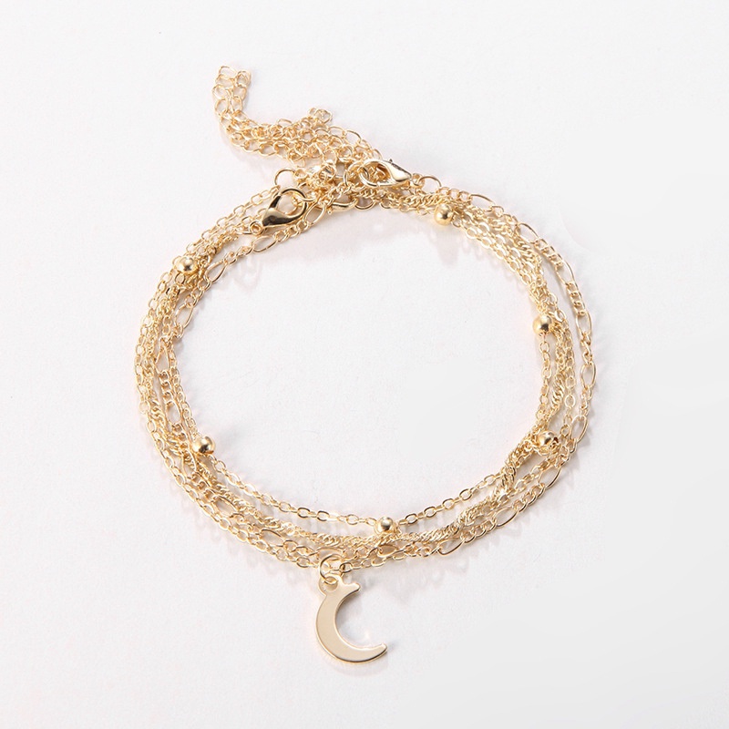 Ygt Set 4 Lắc Chân Mạ Bạc 925 Hình Mặt Trăng Thời Trang Đi Biển Mùa Hè Cho Nữ