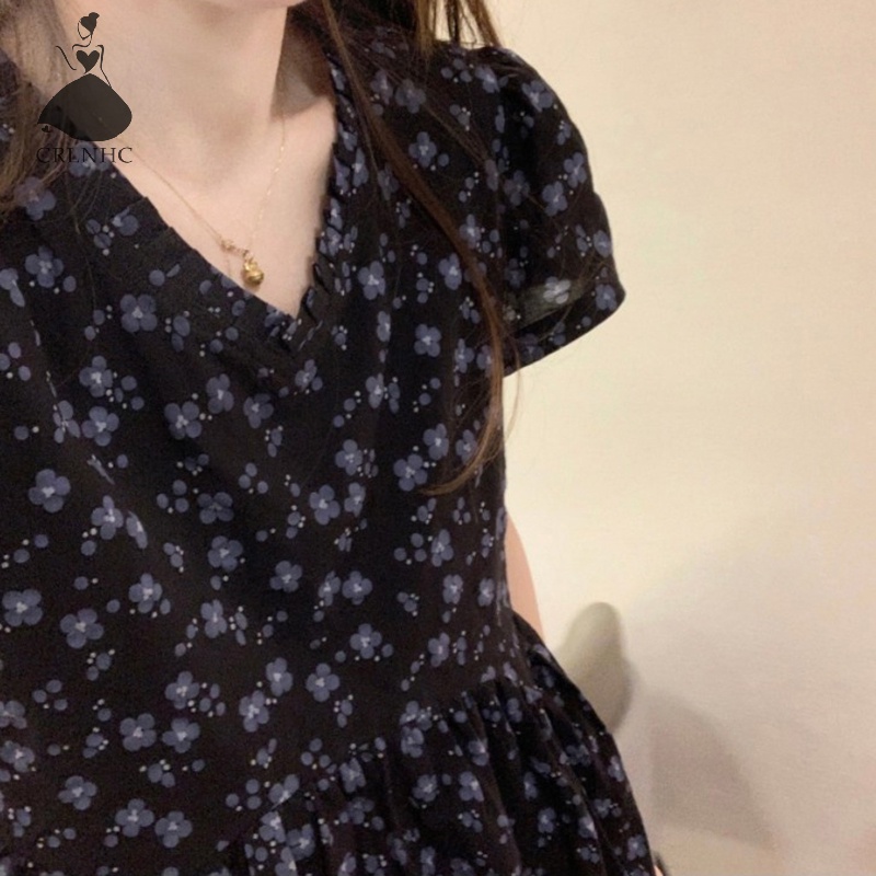 Đầm Mini Cổ Chữ V In Họa Tiết Hoa Thời Trang Mùa Hè Cho Nữ