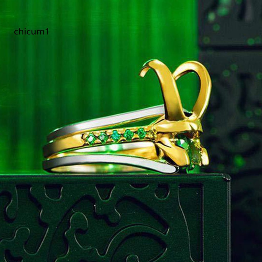 Set 3 Nhẫn Đeo Tay 3 Trong 1 Hình Nón Bảo Hiểm Có Thể Tháo Rời Đính Đá Zirconia Màu Xanh Lá