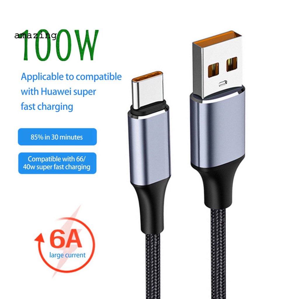 Dây Cáp Sạc Nhanh USB Type-C 6A 100W Chống Rối Dành Cho Điện Thoại Di Động