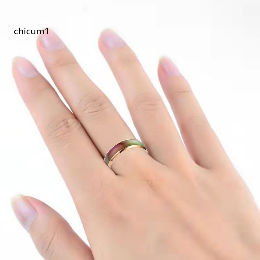 Cc Nhẫn Cặp Đôi Cảm Biến Nhiệt Độ Mạ Điện Không Dị Ứng Quà Tặng Kỷ Niệm Không Phai Màu Sắc Theo Tâm Trạng Cổ Điển Cho