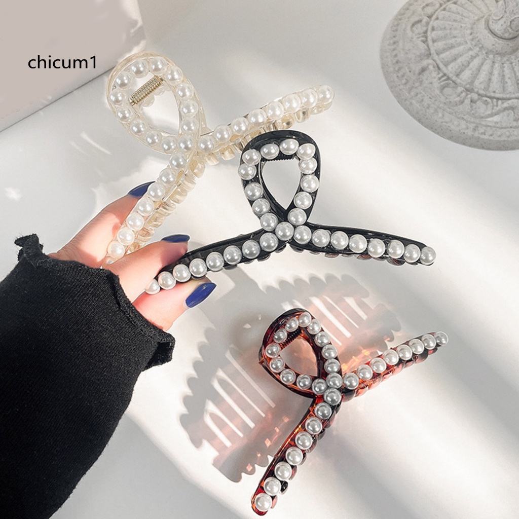 Kẹp Tóc Càng Cua Đính Ngọc Trai Giả Kích Thước Lớn Cho Nữ