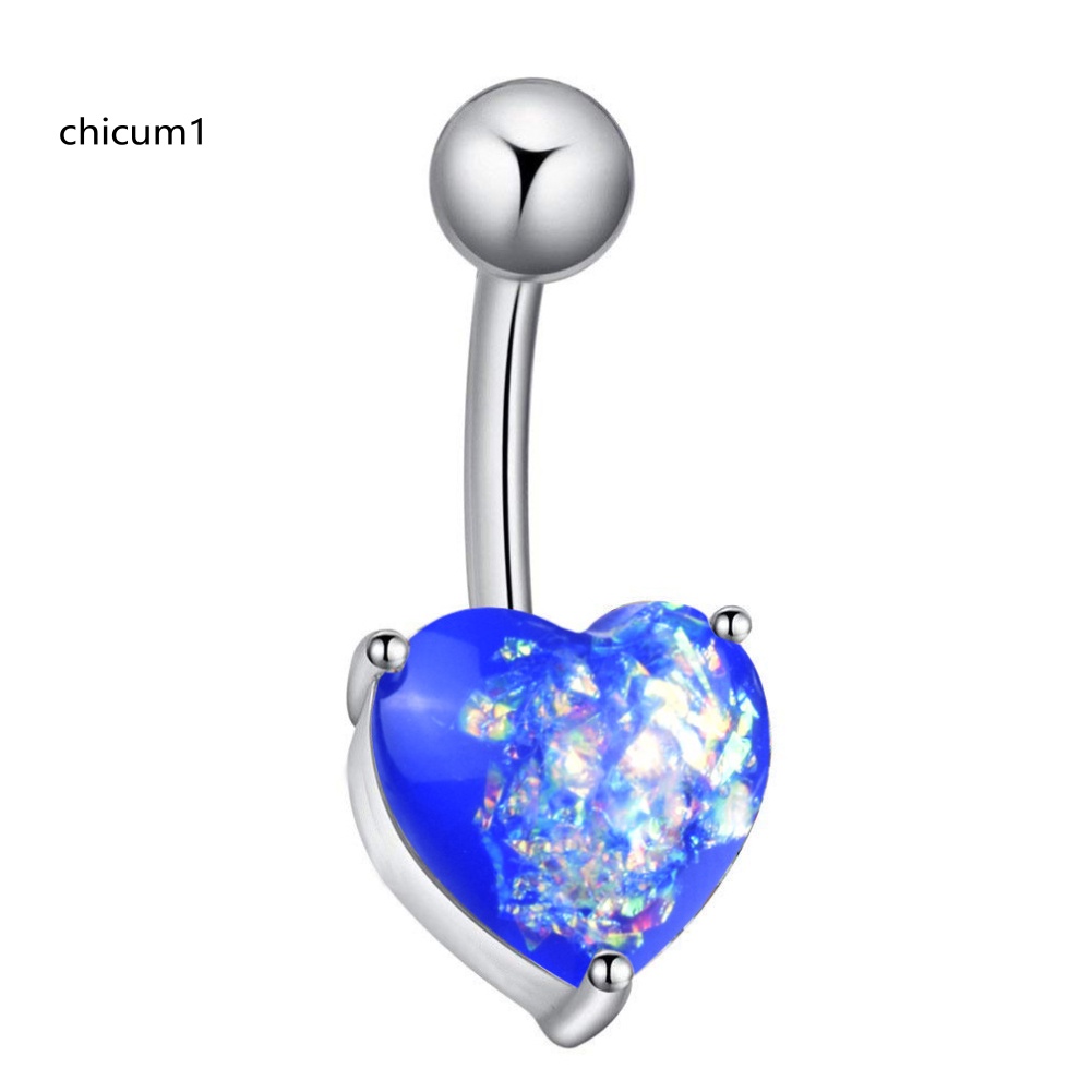 1 Khuyên RốN HìNh Tim ĐíNh NgọC MắT MèO Xinh XắN