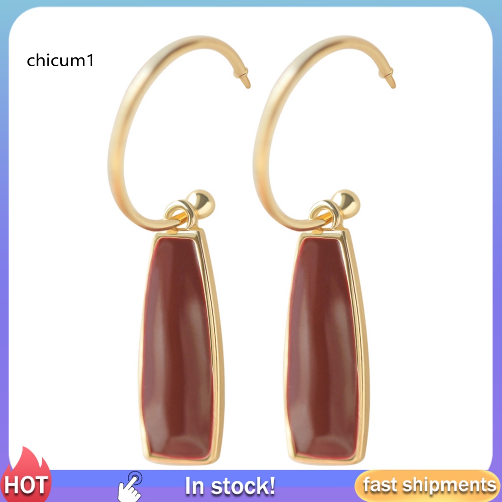 1 Đôi Bông Tai Dạng Kẹp Mạ Bóng Cao Hình Học Quyến Rũ Cho Nữ