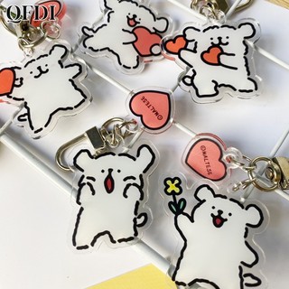  QFDI Maltese Móc Khóa acrylic Hình Chú Chó Hoạt Hình Dễ Thương Vui Nhộn