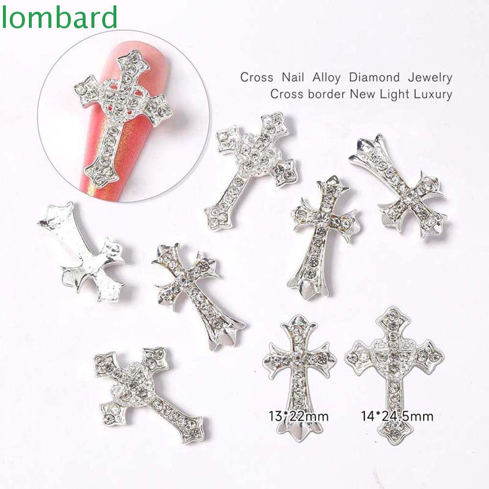LOMBARD Phụ Kiện Trang Trí Móng Tay Hình Chữ Thập / Nhện / Thánh Giá Bằng Hợp