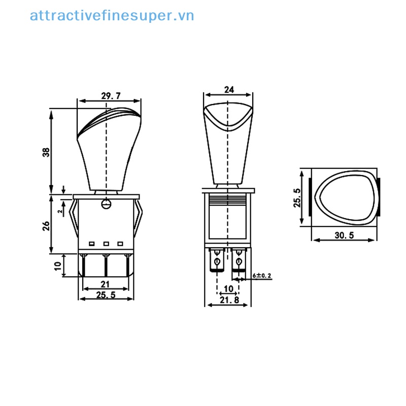 Công Tắc Bật / Tắc Khởi Động Lại DPDT 6Pin AC 250V 6A AC 125V 20A KCD4-604 - 6P Cho Xe Hơi