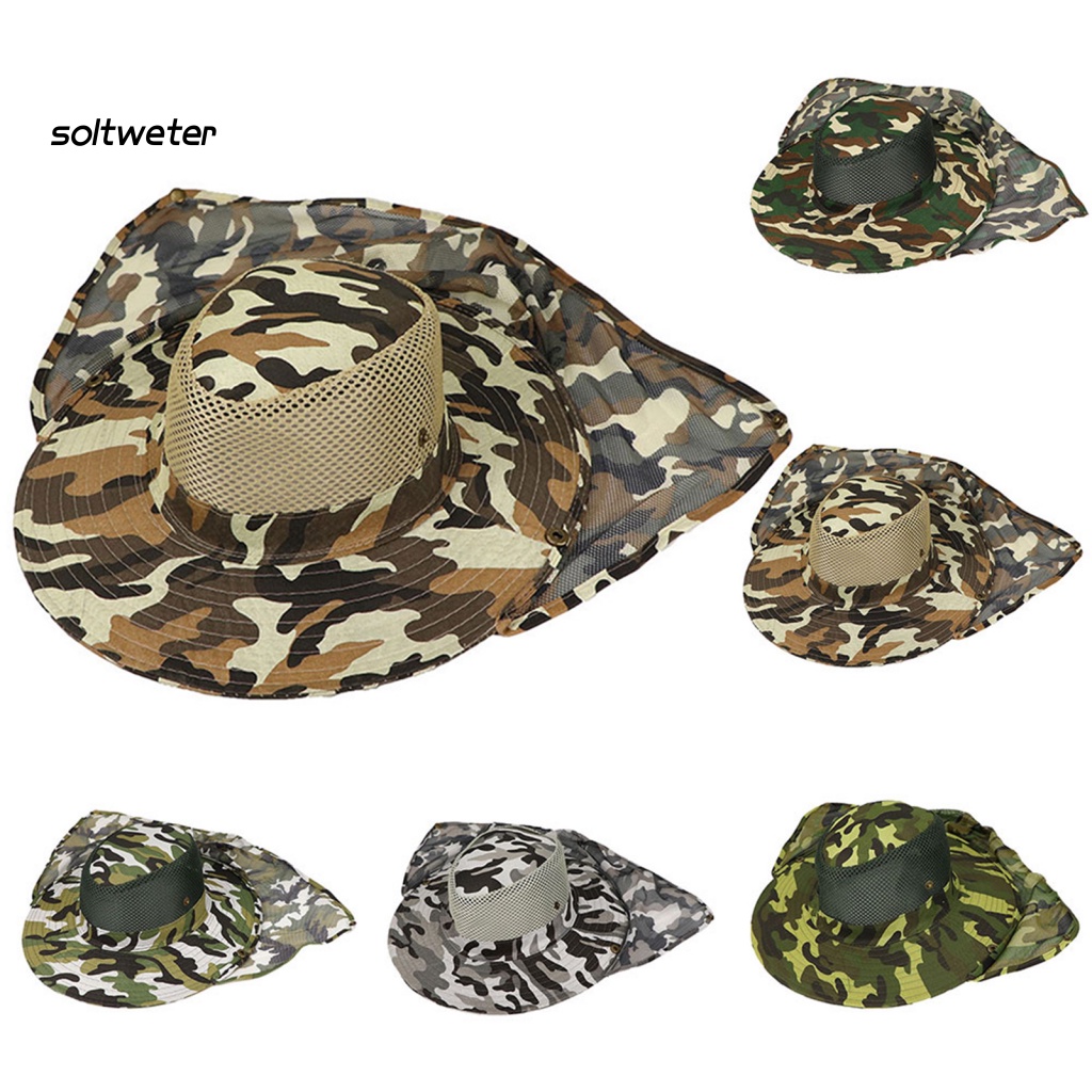 Mũ Bucket Vành Rộng Hấp Thụ Mồ Hôi Chống Tia UV Họa Tiết Rằn Ri Dùng Khi Đi Câu Cá / Leo