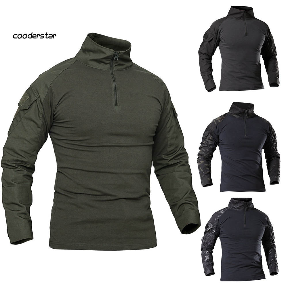 Áo Sơ Mi Tay Dài Họa Tiết Rằn Ri Phối Khóa Kéo Thời Trang Cho Nam