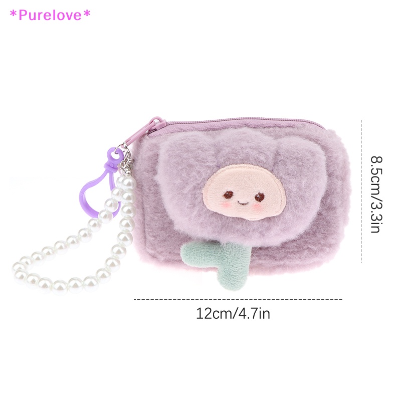 Ví Bông Đựng Tiền Xu Có Khóa Kéo Đính Hoa Tulip Dễ Thương Mới