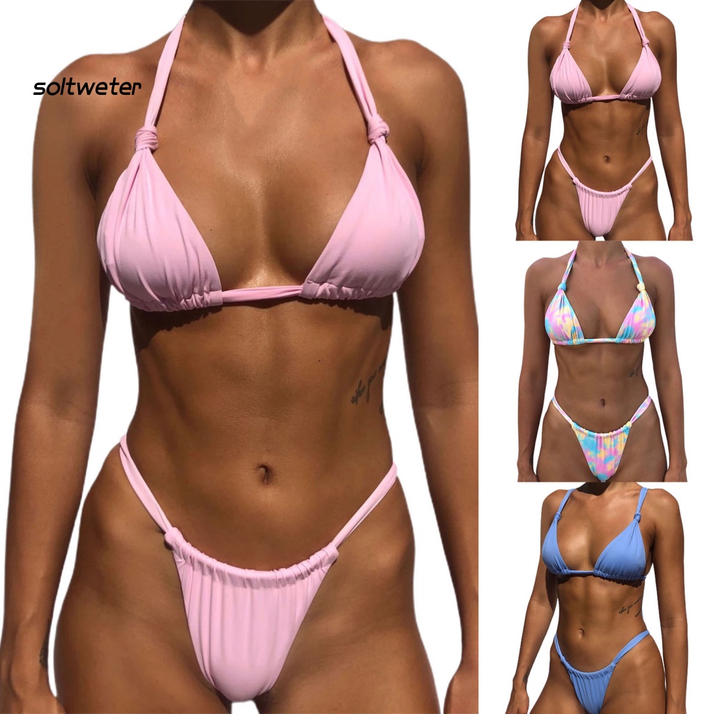 Bộ Bikini Tam Giác Cổ Chữ V Nâng Ngực Và Quần Lọt Khe Eo Cao Thời Trang Mùa Hè Quyến Rũ Cho Nữ