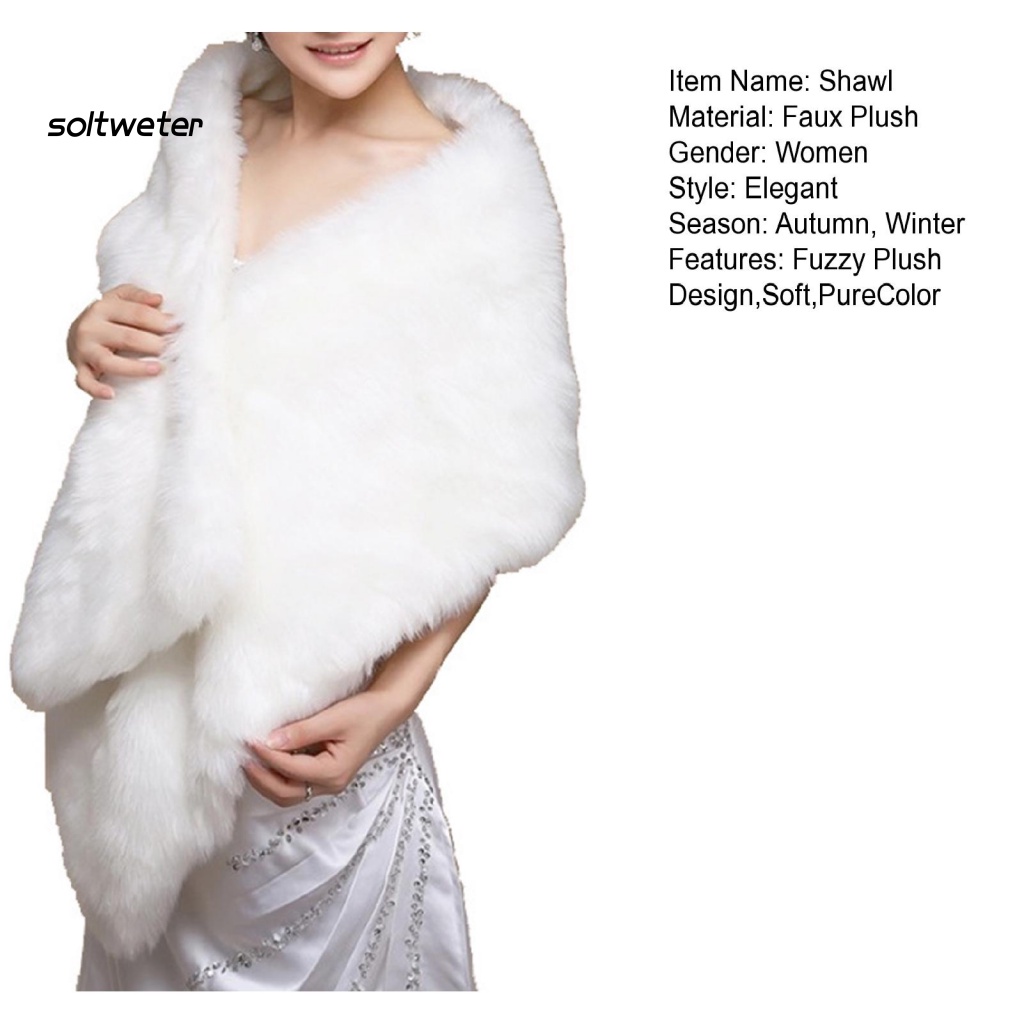St Khăn Choàng Lông Nhung Chống Lạnh Màu Trắng Thời Trang Thu Đông Dành Cho Cô Dâu