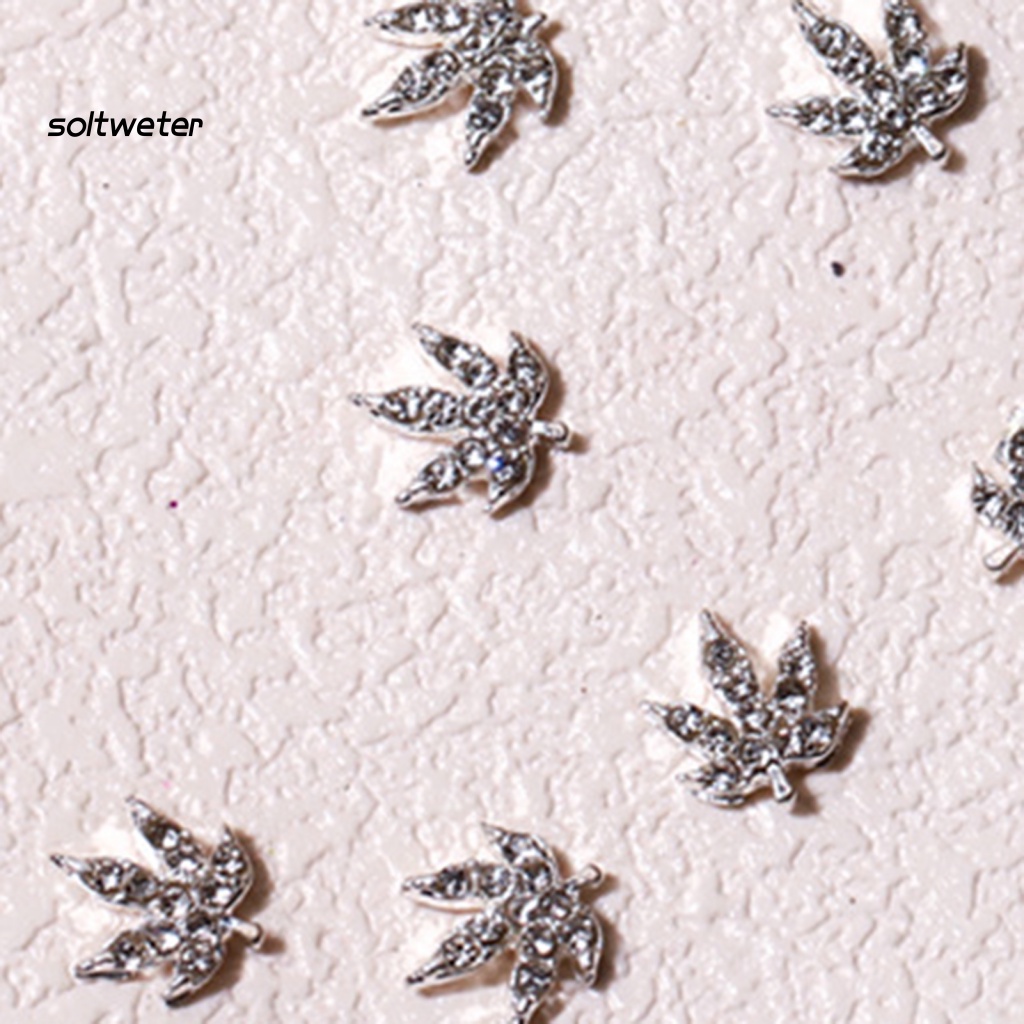 Bộ 10 Miếng Dán Trang Trí Móng Tay Hình Lá Phong DIY