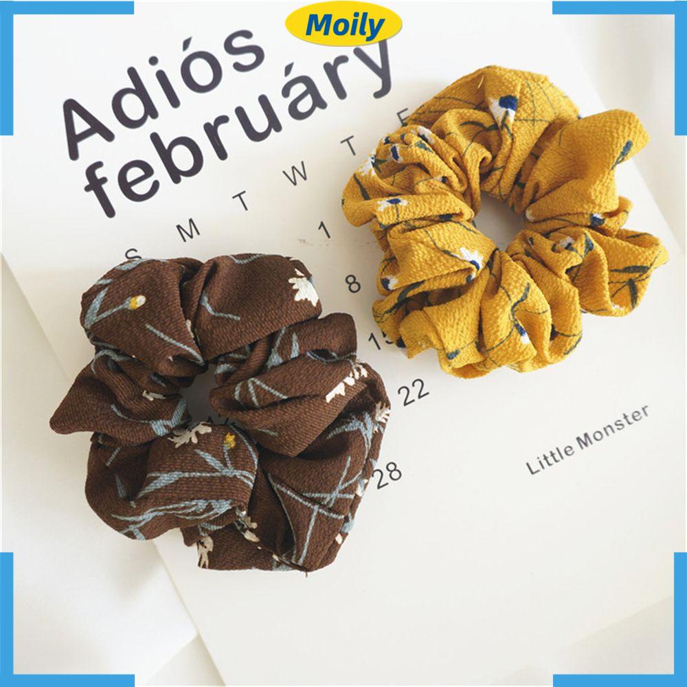 MOILYVN Dây Cột Tóc Đuôi Ngựa Bằng Vải In Hoa Giá Đỡ