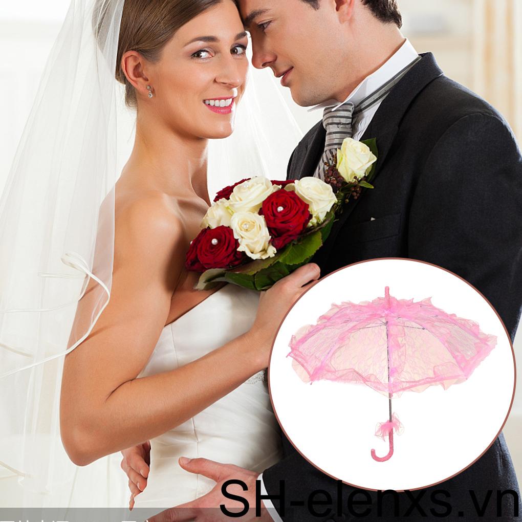 Dù Ren Màu Trơn Với Tay Cầm Phong Cách Vintage Dùng Trang Trí Đám Cưới / Biểu Diễn Trên Sân Kh