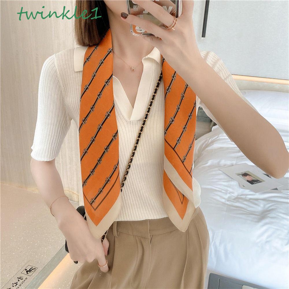 TWINKLE Khăn Quàng Cổ Hình Vuông 70cm Bằng Lụa Satin Đa Năng Thời Trang Xuân Hè