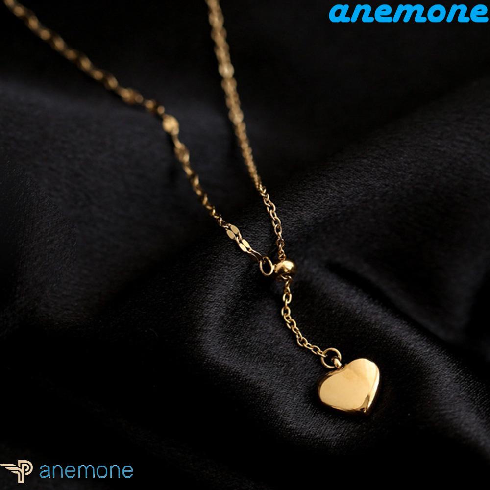 ANEMONE Vòng cổ Thép Titan Mạ Vàng Mặt Trái Tim Đơn Giản