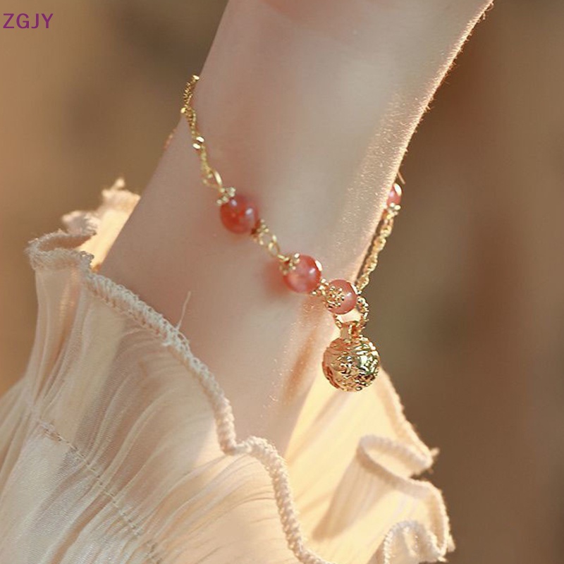 Vòng Tay Hai Lớp Xỏ Hạt Màu Đỏ Nhạt In Chữ Fu Thời Trang Cho Nữ Mới