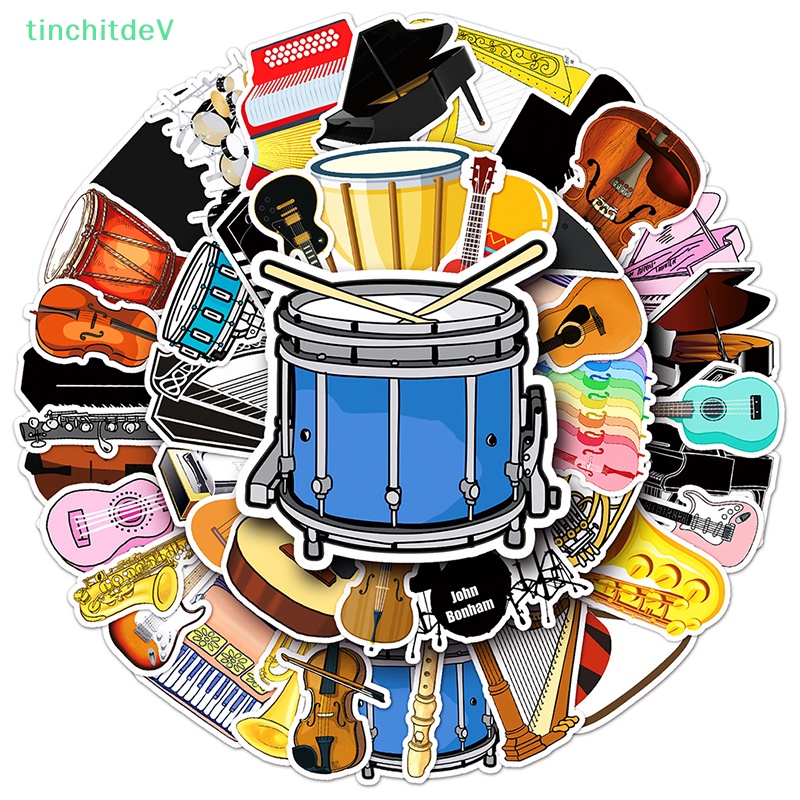 Bộ 50 Sticker Hoạt Hình Dán Trang Trí Đàn Guitar / Laptop / Xe Hơi