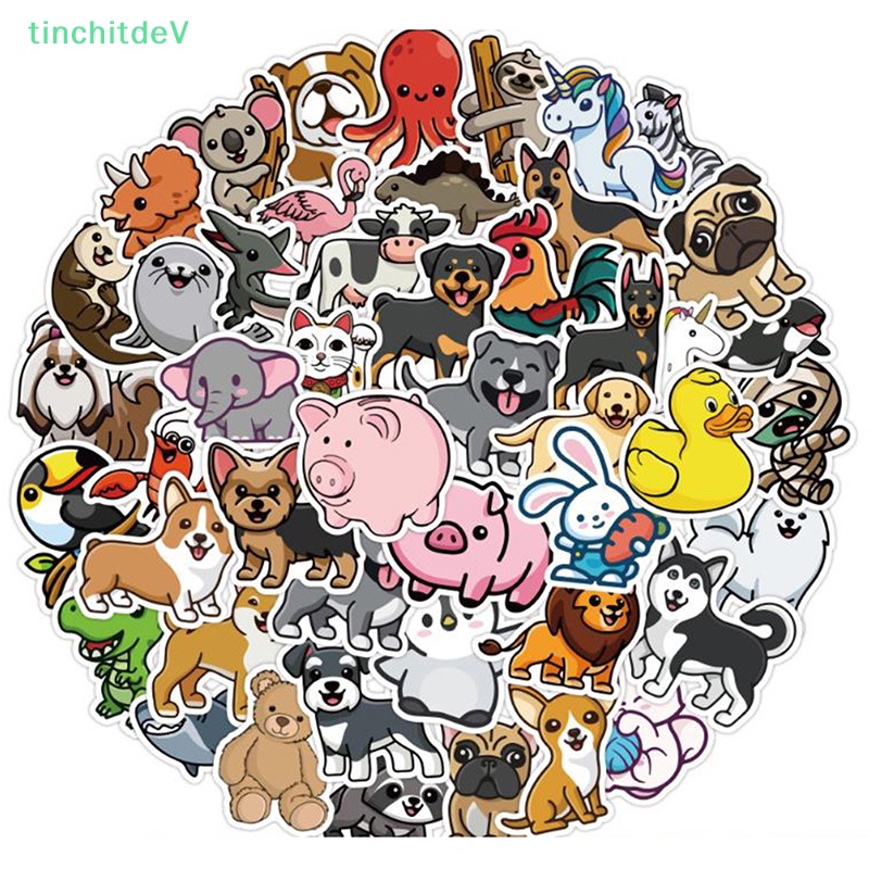 [TinchitdeV] 50 Miếng Dán Hình Động Vật Hoạt Hình Dễ Thương Trang Trí Laptop Điện Thoại Ván Trượt Xe Hơi [Mới]